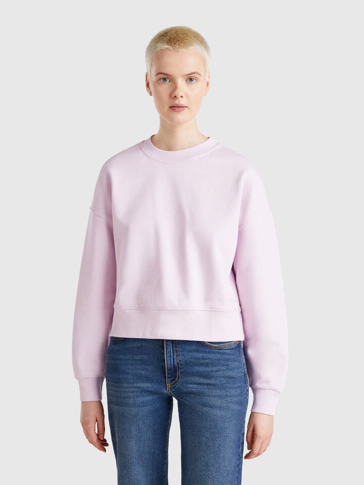 benetton 100% cotton sweatshirt with logo print Lilac