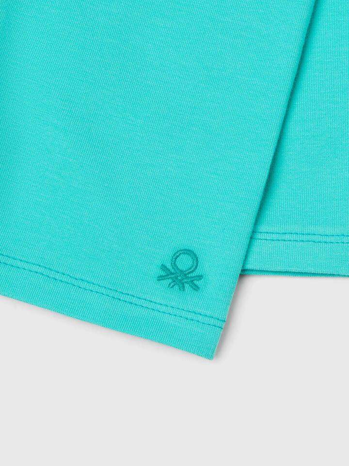 Benetton 3/4 Leggings In Stretch Cotton Neon Sky Blue