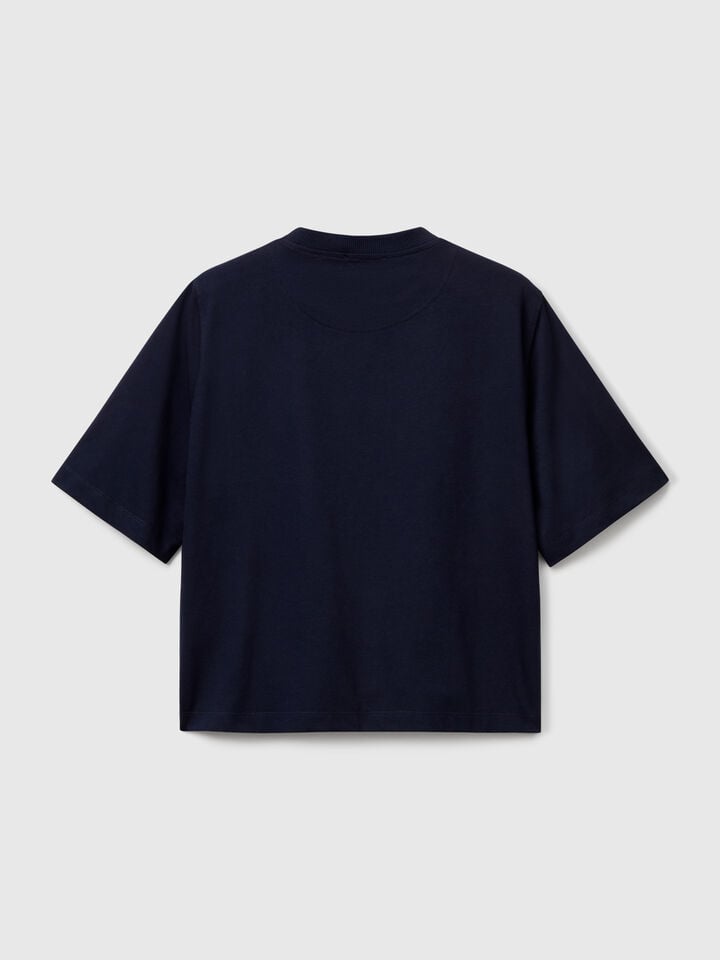 Benetton 100% Cotton Boxy Fit T-shirt Dark Blue