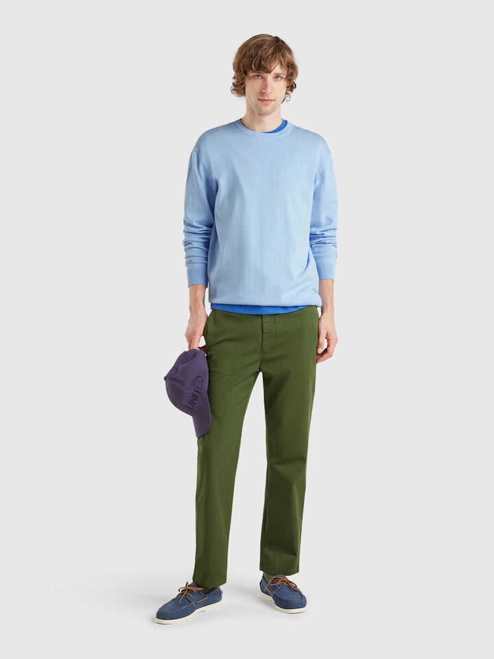 Benetton 100% Cotton Crew Neck Sweater Sky Blue