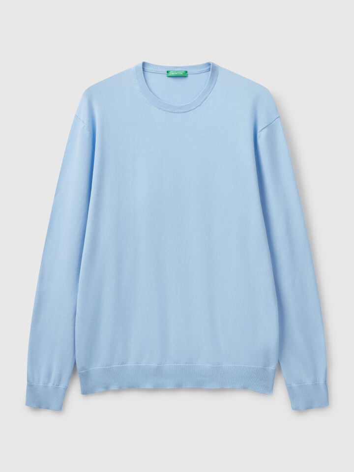 Benetton 100% Cotton Crew Neck Sweater Sky Blue