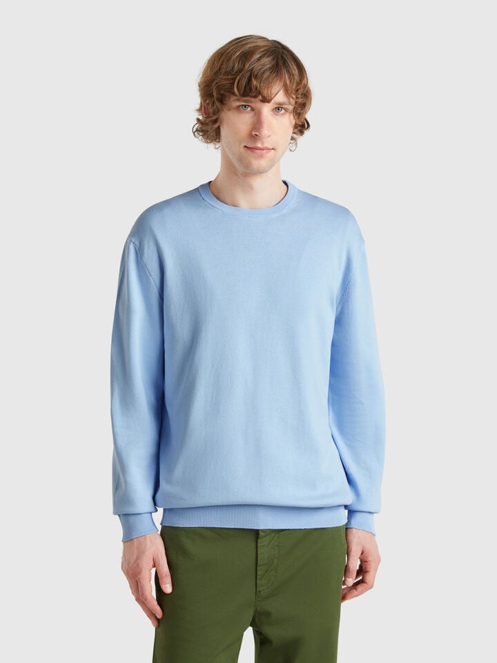 benetton 100% cotton crew neck sweater Sky Blue
