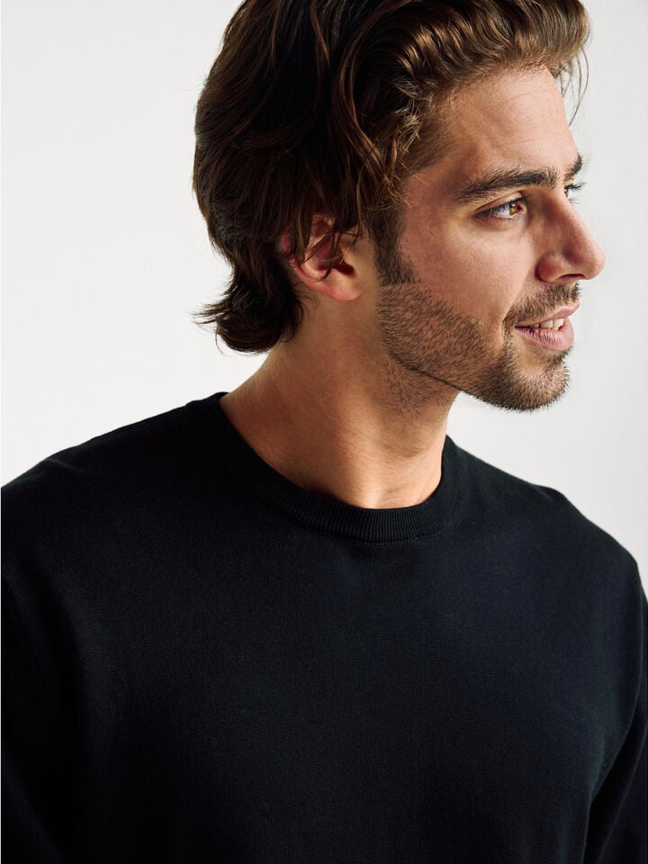 Benetton 100% Cotton Crew Neck Top Black