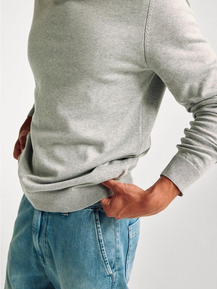 Benetton 100% Cotton Crew Neck Top Light Gray