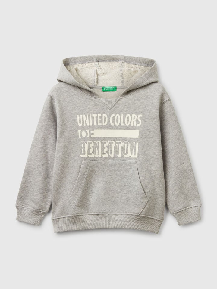 Benetton 100% Cotton Hoodie Light Gray