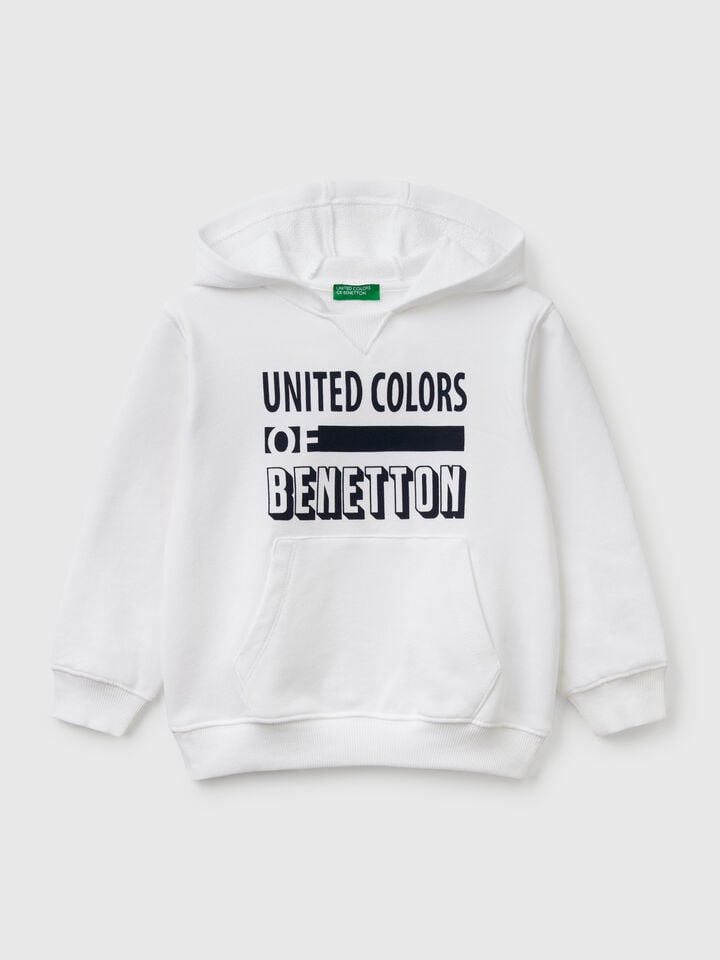 benetton 100% cotton hoodie White