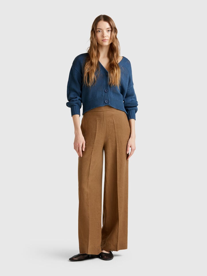 Benetton 100% Cotton Knit Cardigan Air Force Blue