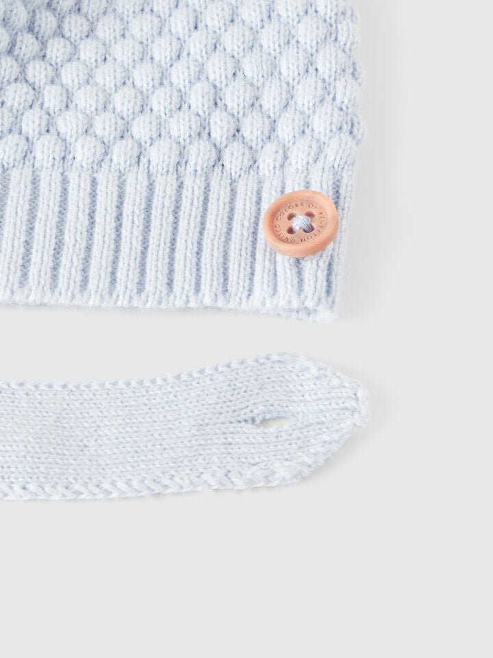 Benetton 100% Cotton Knit Hat Sky Blue