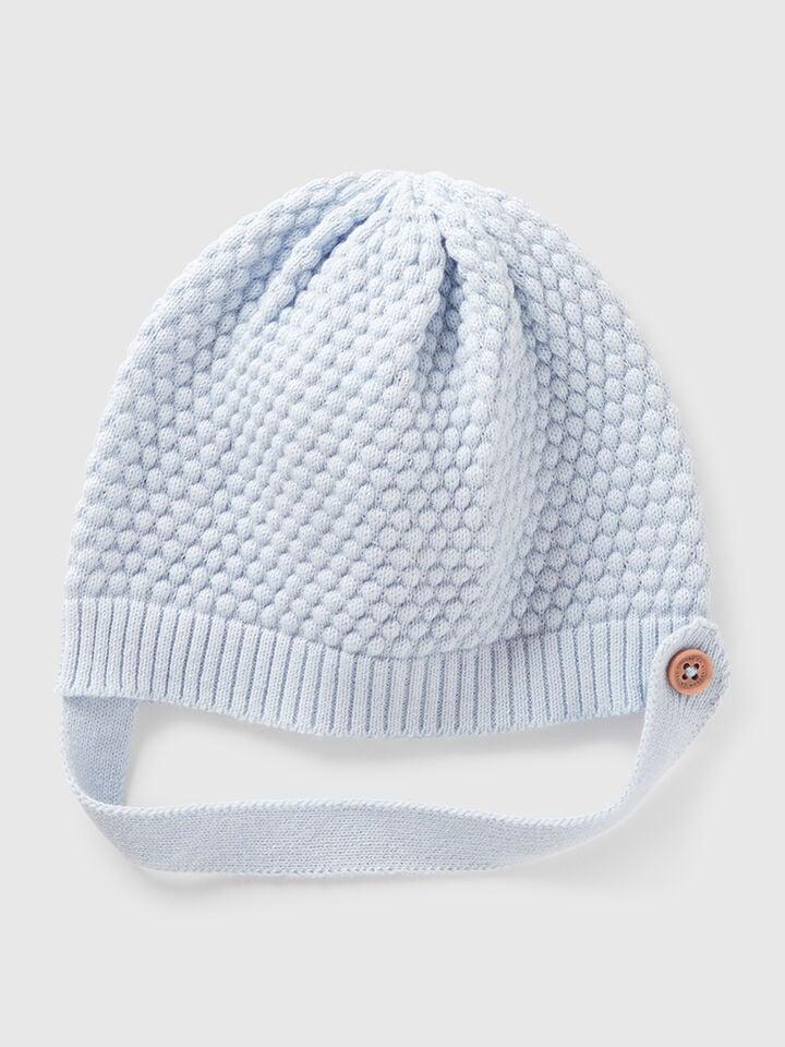 benetton 100% cotton knit hat Sky Blue