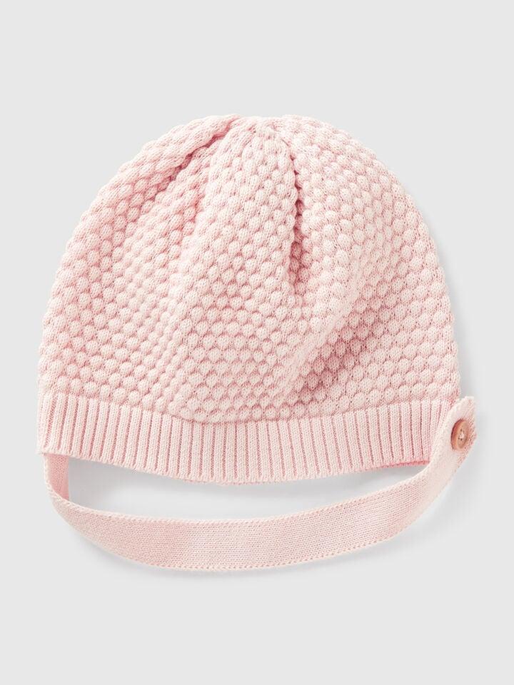 benetton 100% cotton knit hat Soft Pink