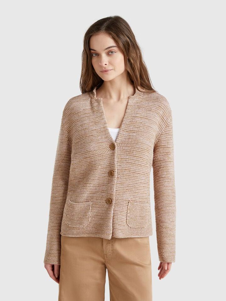 benetton 100% cotton knit jacket Beige