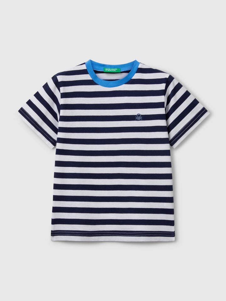 benetton 100% cotton striped t-shirt Dark Blue