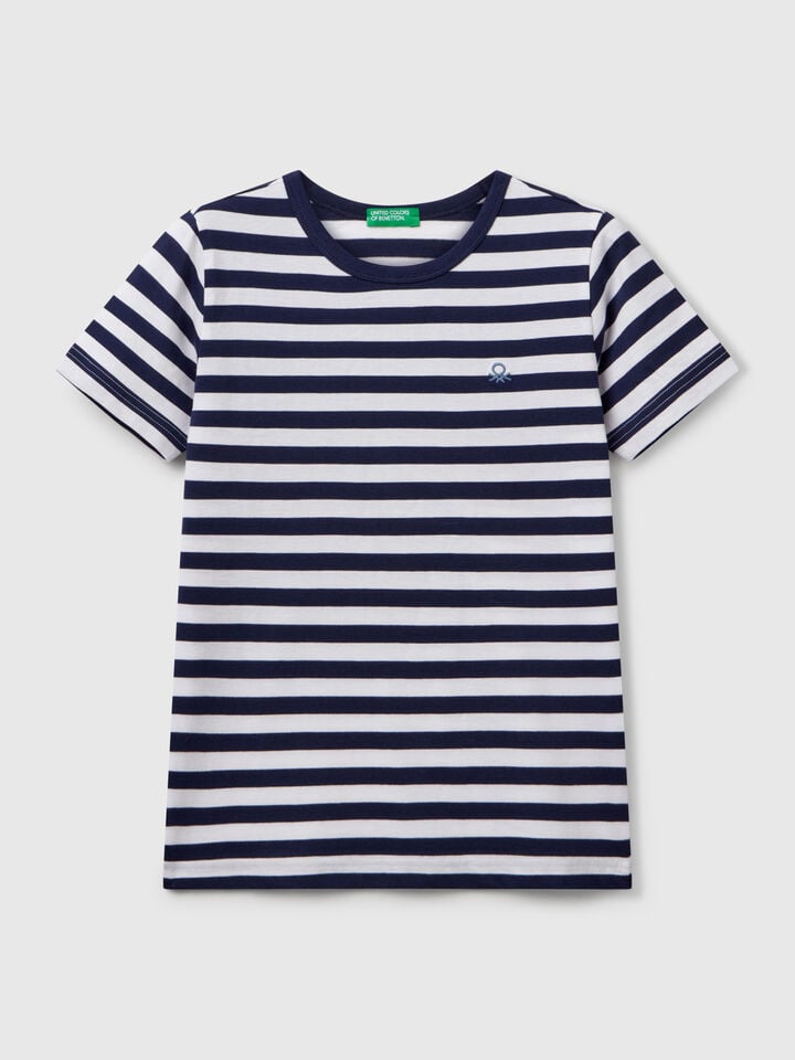 benetton 100% cotton striped t-shirt Dark Blue