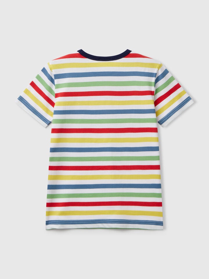 Benetton 100% Cotton Striped T-shirt Multi-color