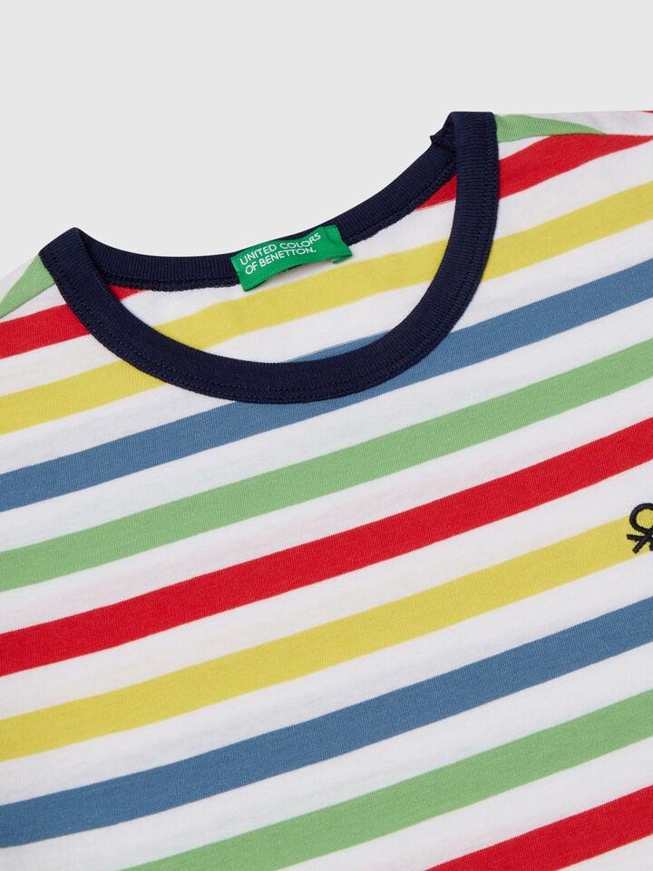 Benetton 100% Cotton Striped T-shirt Multi-color
