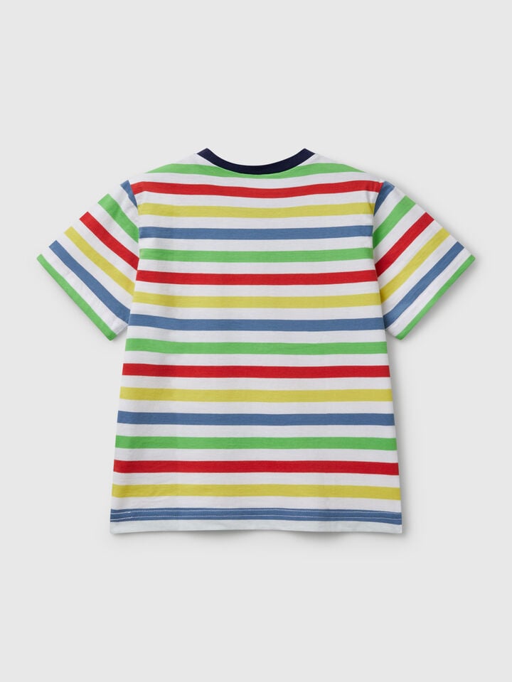 Benetton 100% Cotton Striped T-shirt Multi-color