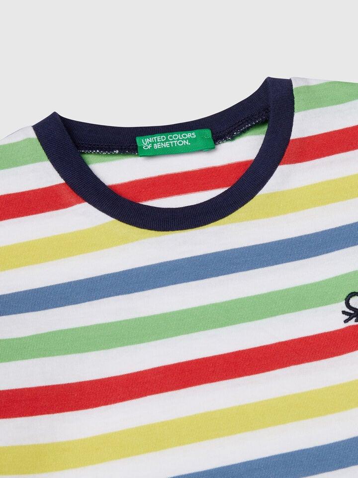 Benetton 100% Cotton Striped T-shirt Multi-color