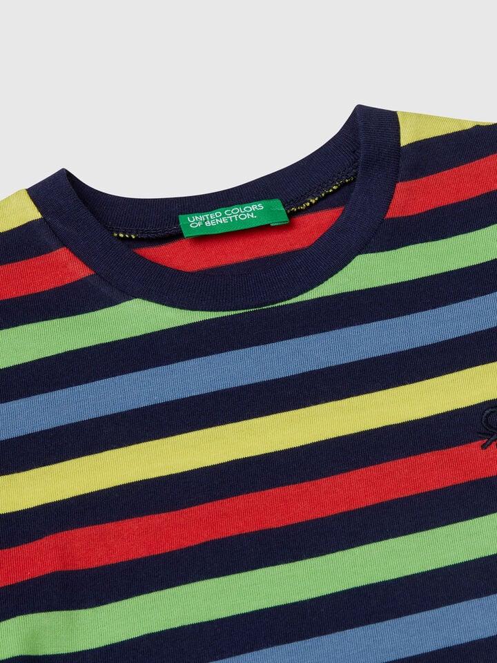 Benetton 100% Cotton Striped T-shirt Multi-color