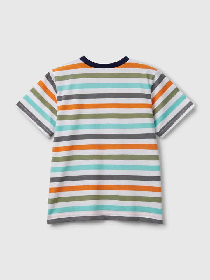 Benetton 100% Cotton Striped T-shirt Multi-color