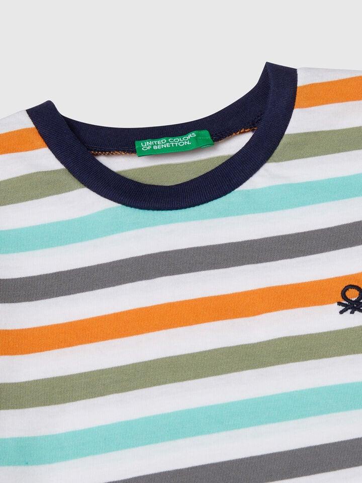 Benetton 100% Cotton Striped T-shirt Multi-color