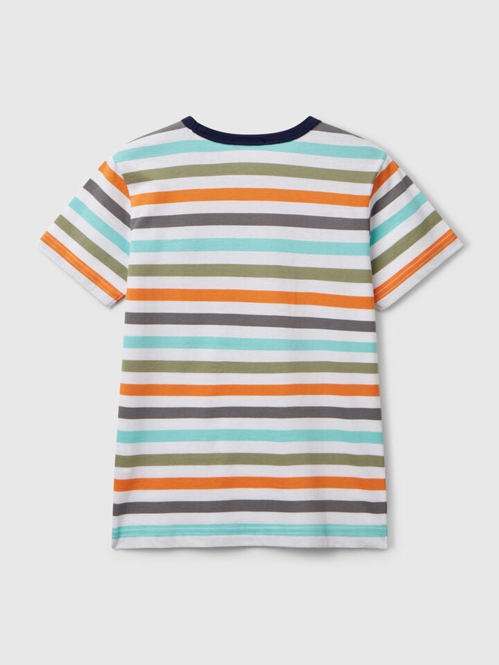 Benetton 100% Cotton Striped T-shirt Multi-color