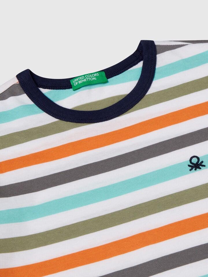 Benetton 100% Cotton Striped T-shirt Multi-color