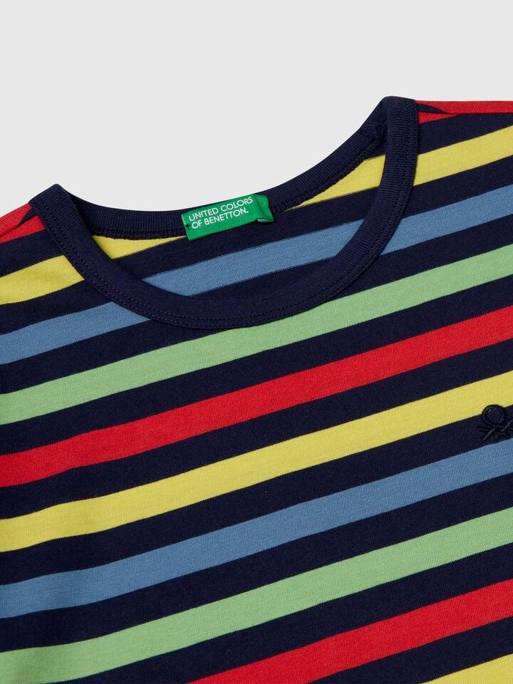 Benetton 100% Cotton Striped T-shirt Multi-color