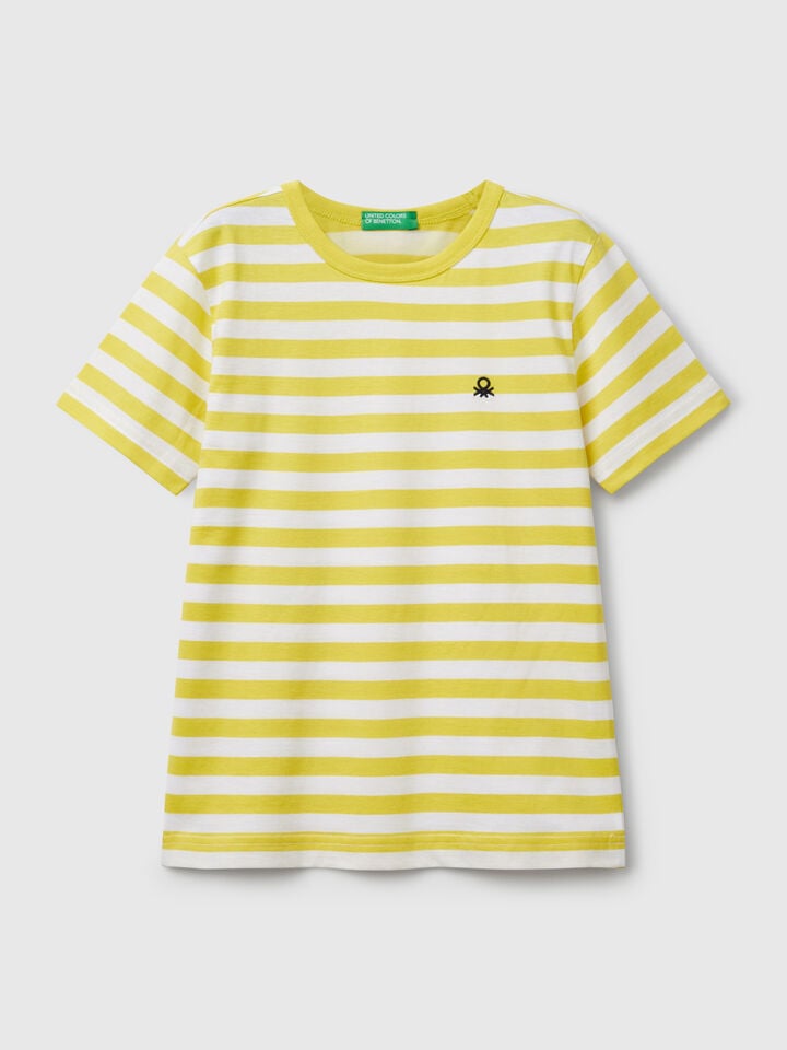 benetton 100% cotton striped t-shirt Yellow