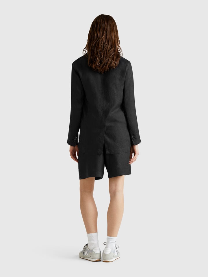 Benetton 100% Linen Bermudas Black