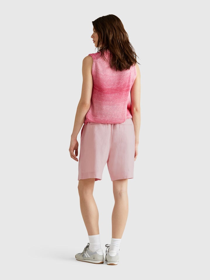 Benetton 100% Linen Bermudas Soft Pink