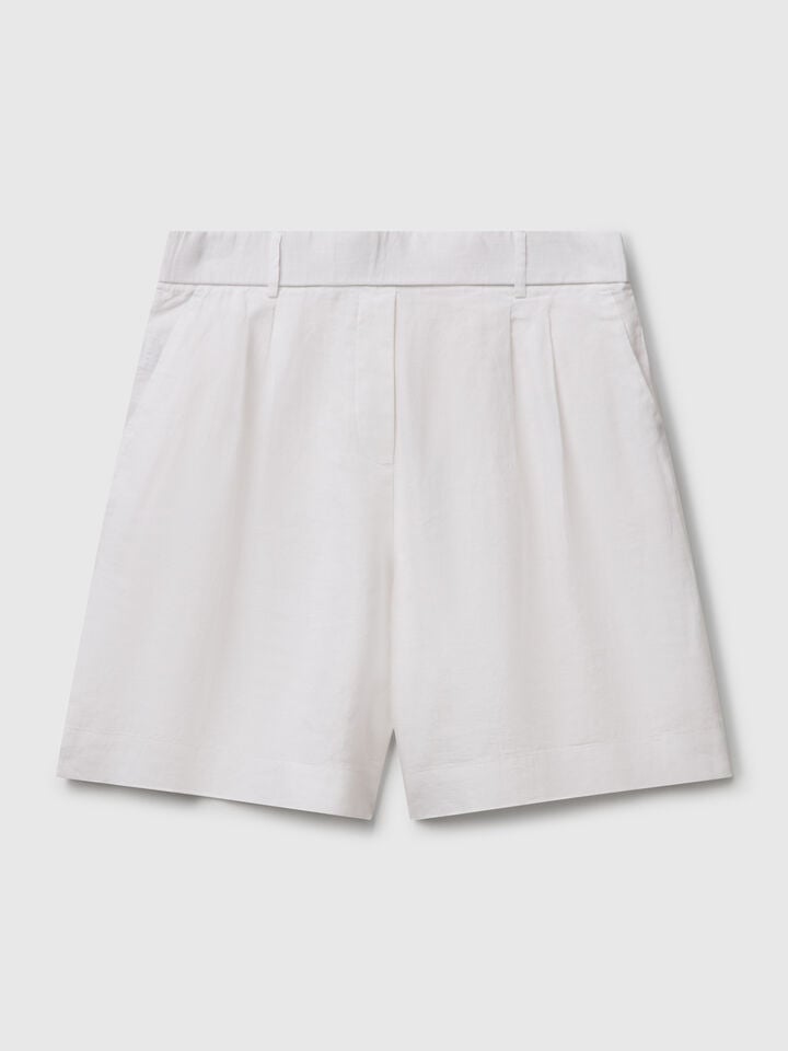 Benetton 100% Linen Bermudas White