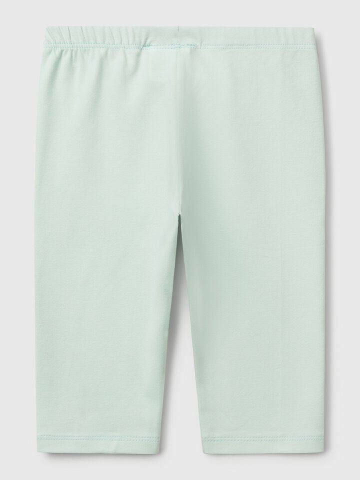 Benetton 3/4 Leggings In Stretch Cotton Aqua