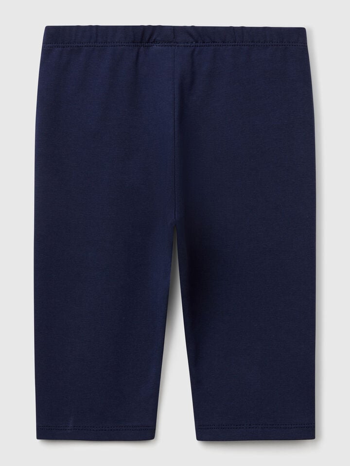 Benetton 3/4 Leggings In Stretch Cotton Dark Blue