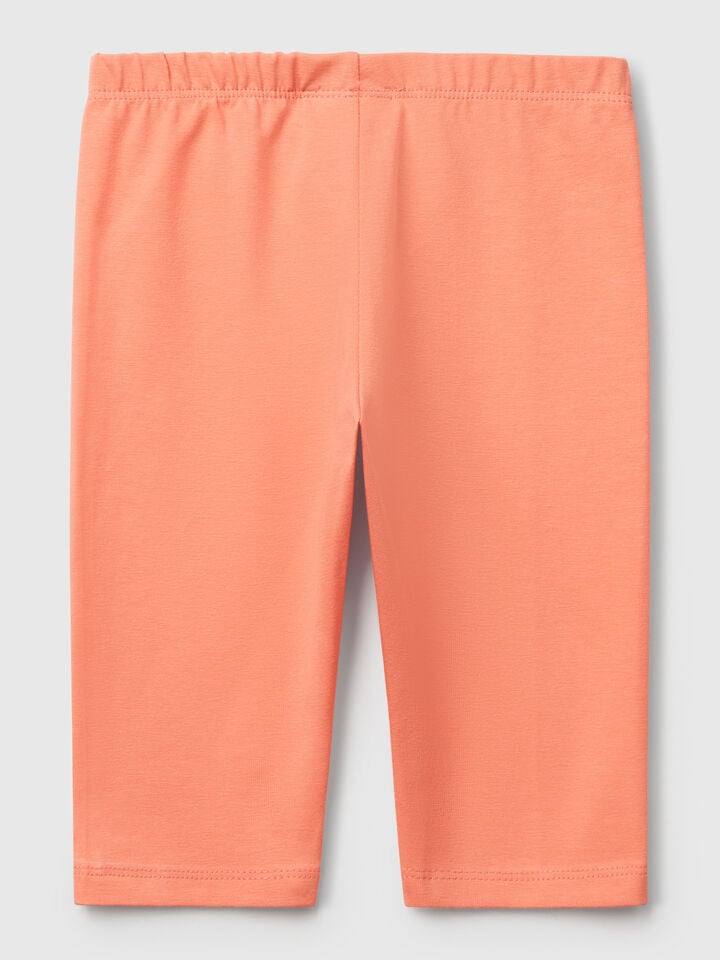 Benetton 3/4 Leggings In Stretch Cotton Peach