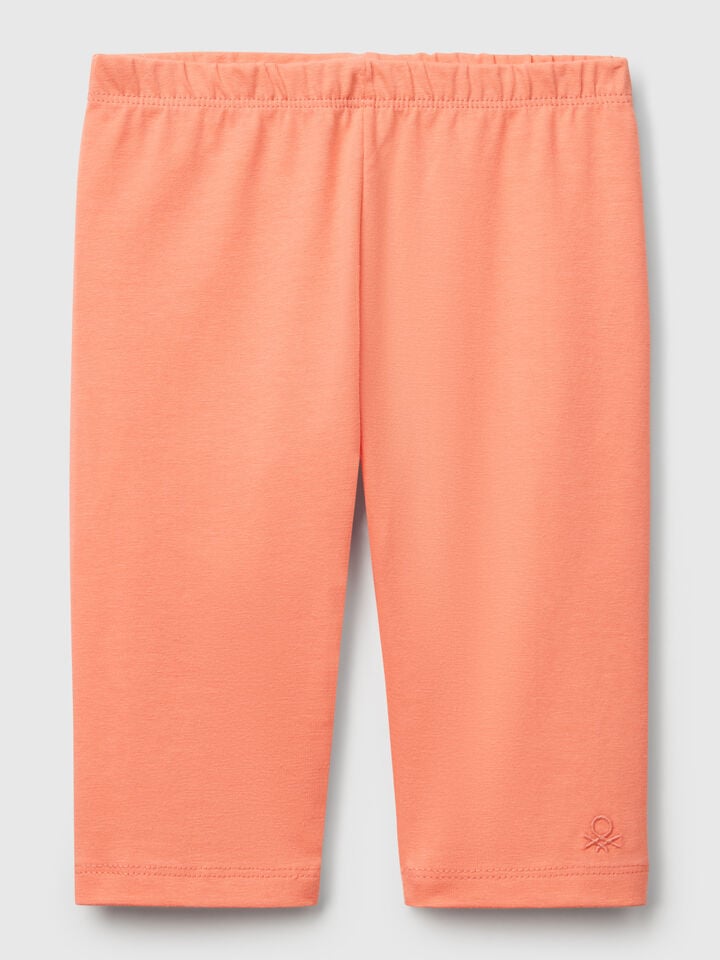 benetton 3/4 leggings in stretch cotton Peach