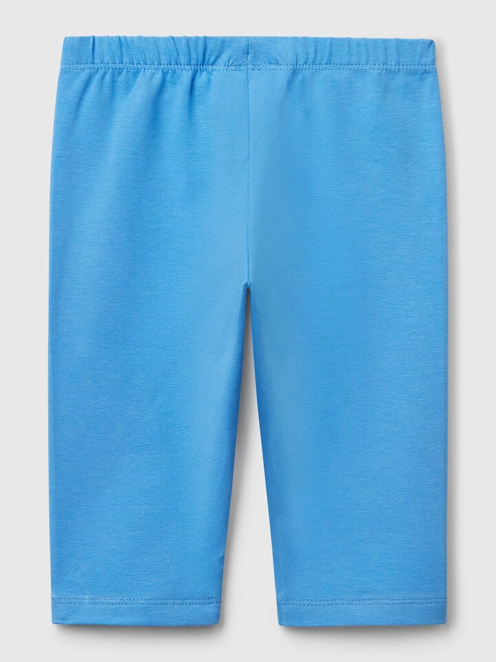 Benetton 3/4 Leggings In Stretch Cotton Sky Blue