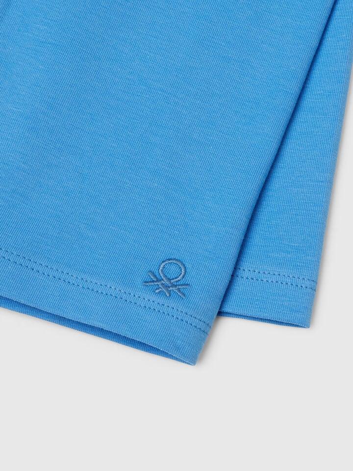 Benetton 3/4 Leggings In Stretch Cotton Sky Blue