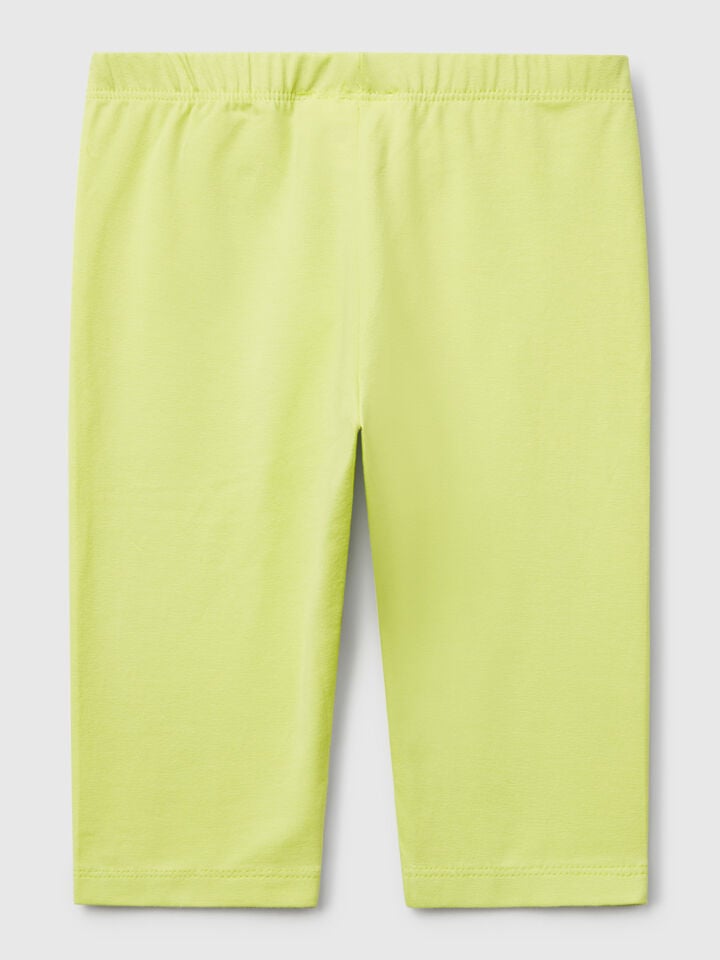 Benetton 3/4 Leggings In Stretch Cotton Yellow