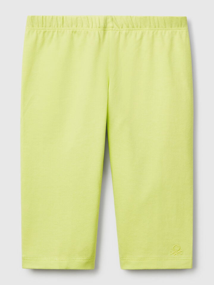 benetton 3/4 leggings in stretch cotton Yellow