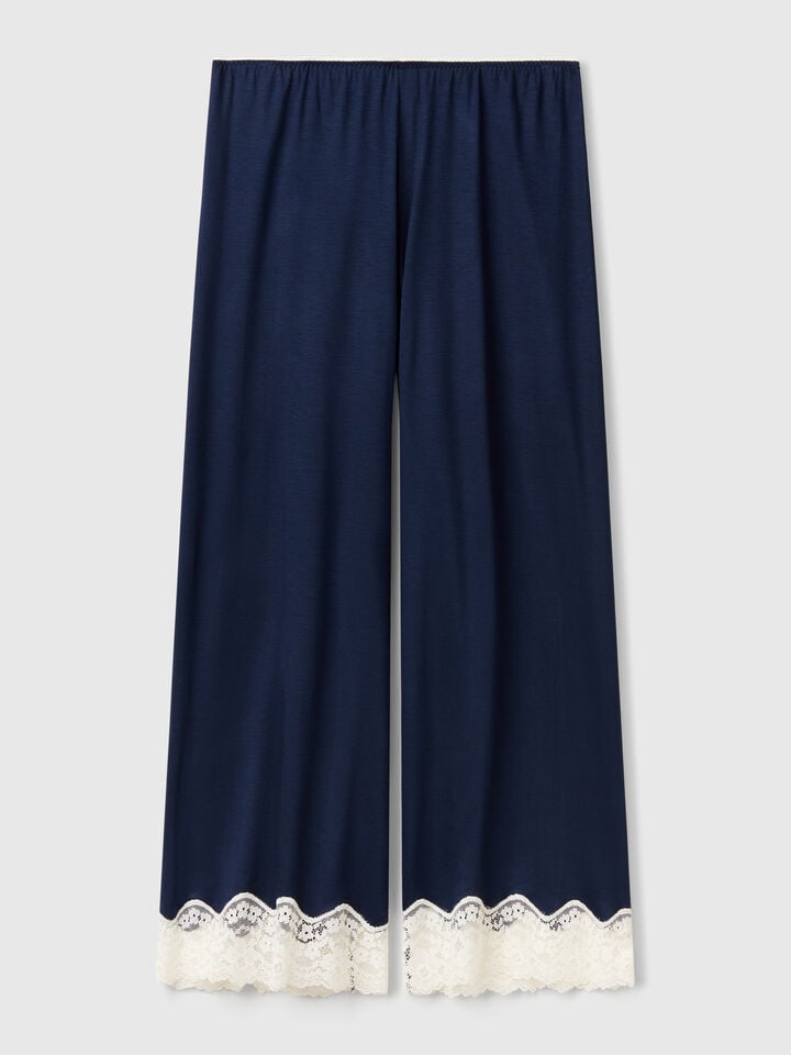 Benetton 3/4 Trousers With Lace Details Dark Blue