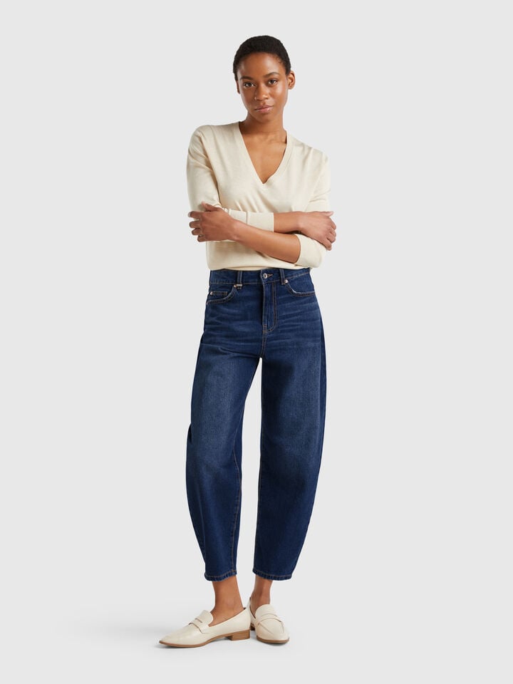 Benetton Balloon Fit Jeans Dark Blue