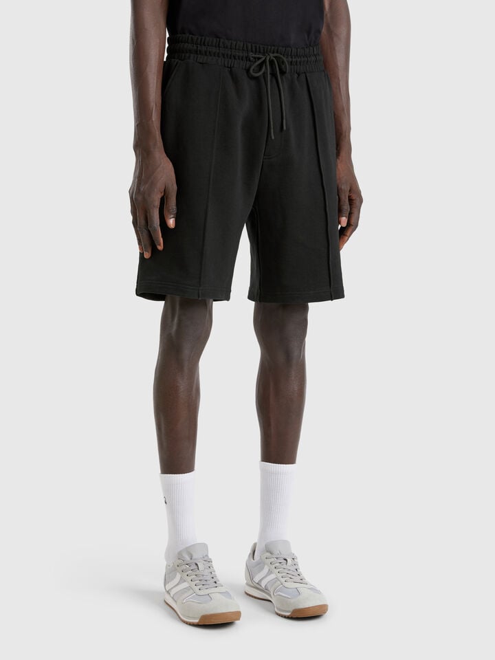 Benetton Bermudas In Cotton Sweat Black