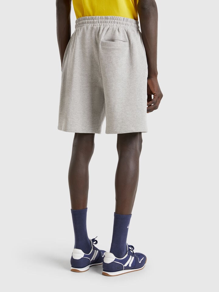 Benetton Bermudas In Cotton Sweat Light Gray