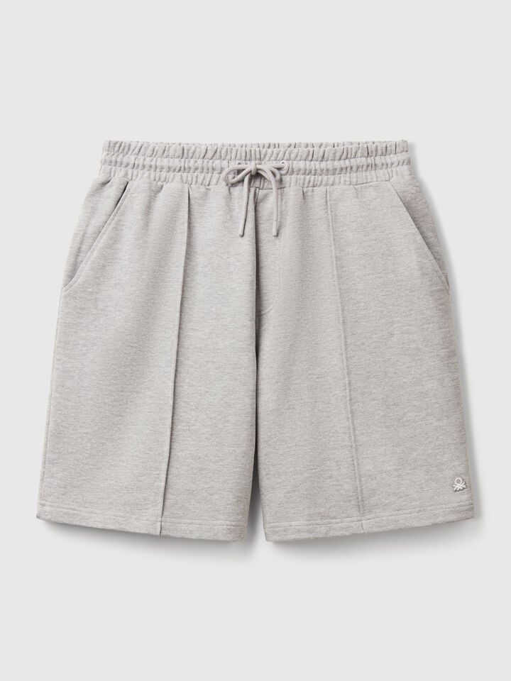 Benetton Bermudas In Cotton Sweat Light Gray