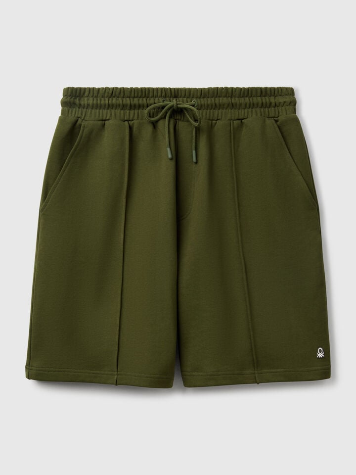 Benetton Bermudas In Cotton Sweat Military Green