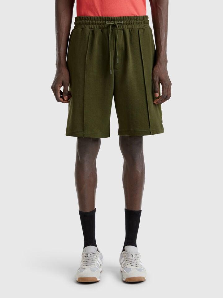 benetton Bermudas in cotton sweat Military Green