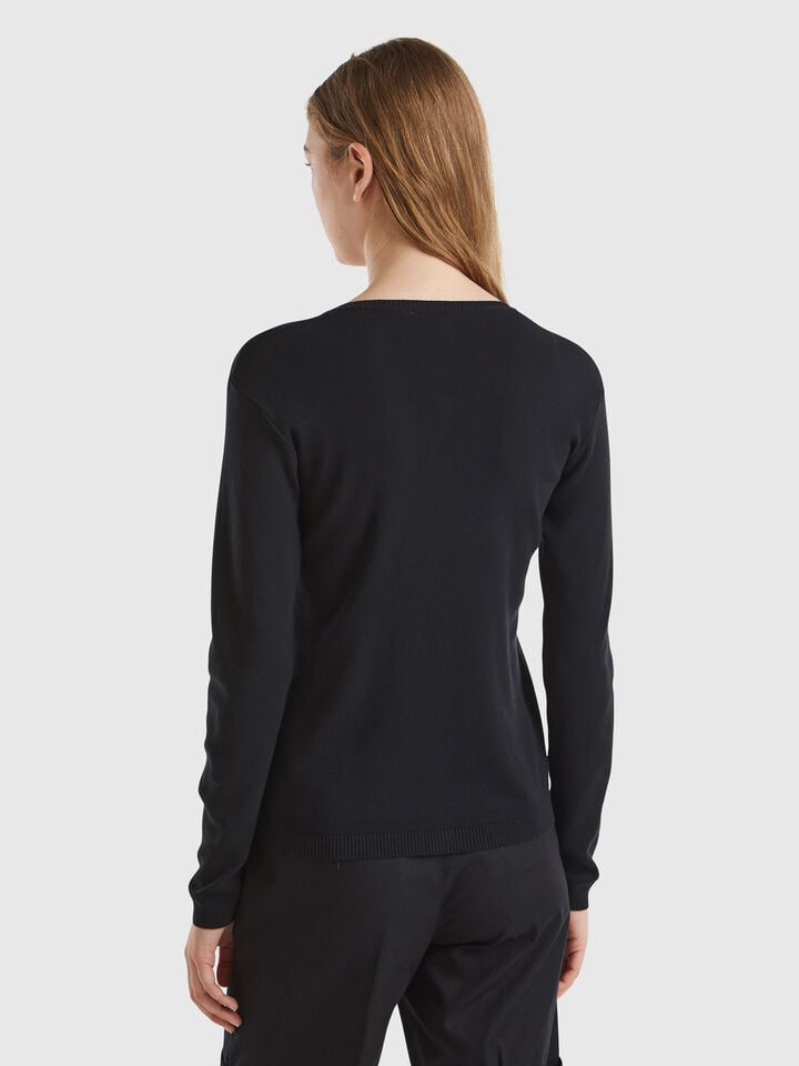 Benetton Black 100% Cotton Cardigan Black