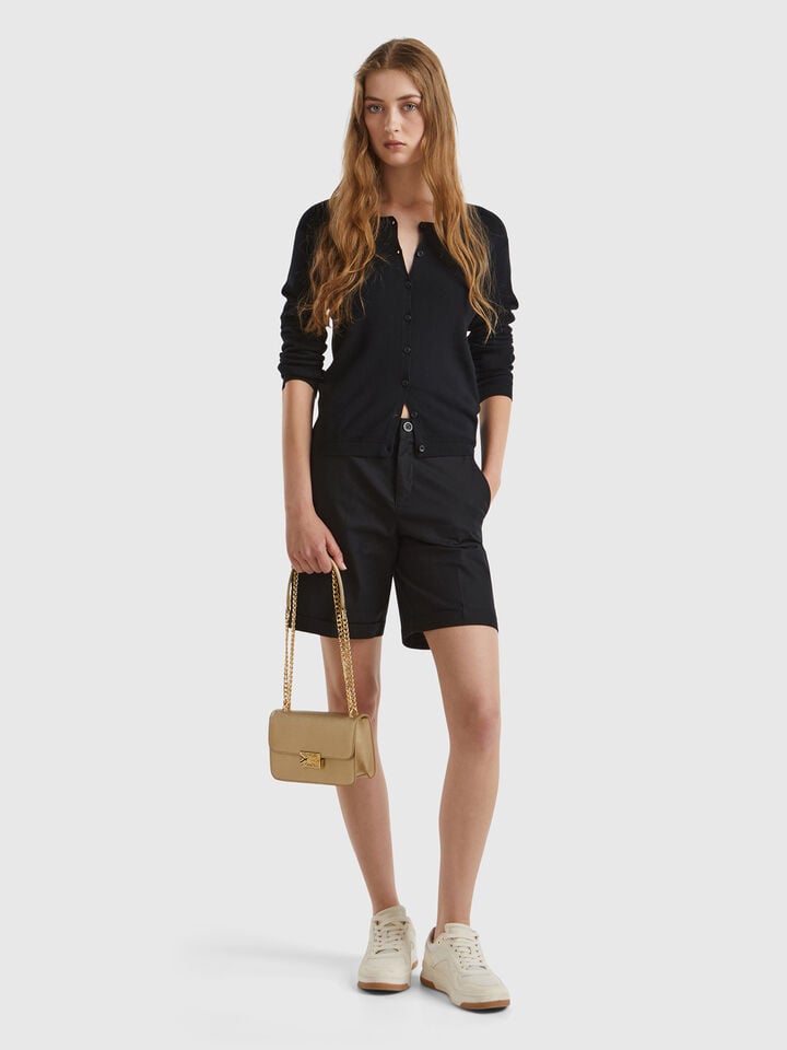 Benetton Black 100% Cotton Cardigan Black