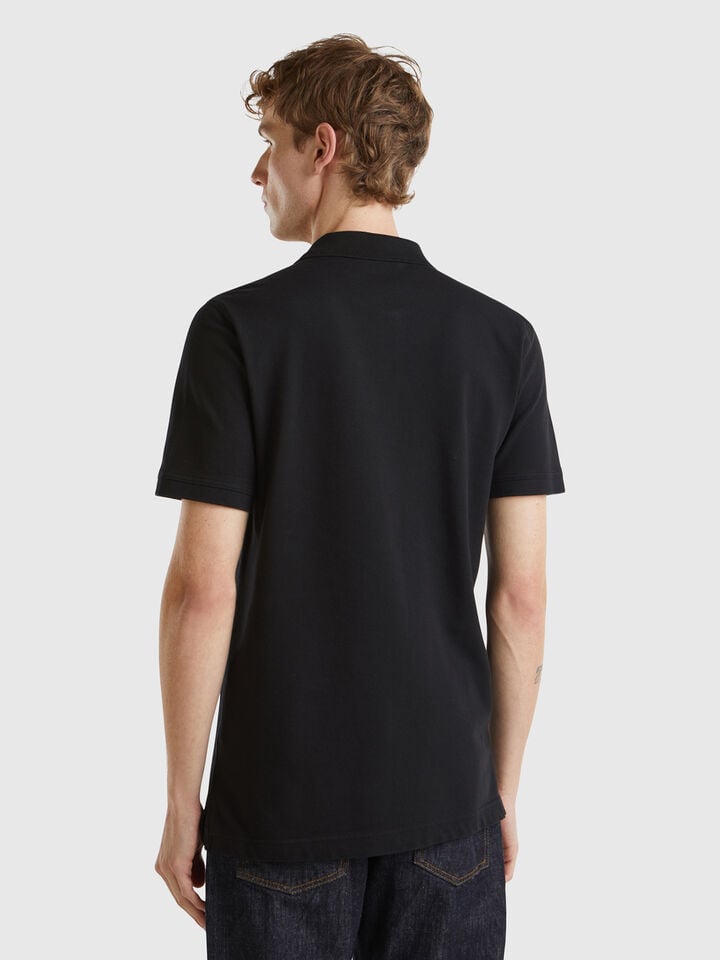 Benetton Black Slim Fit Polo Black