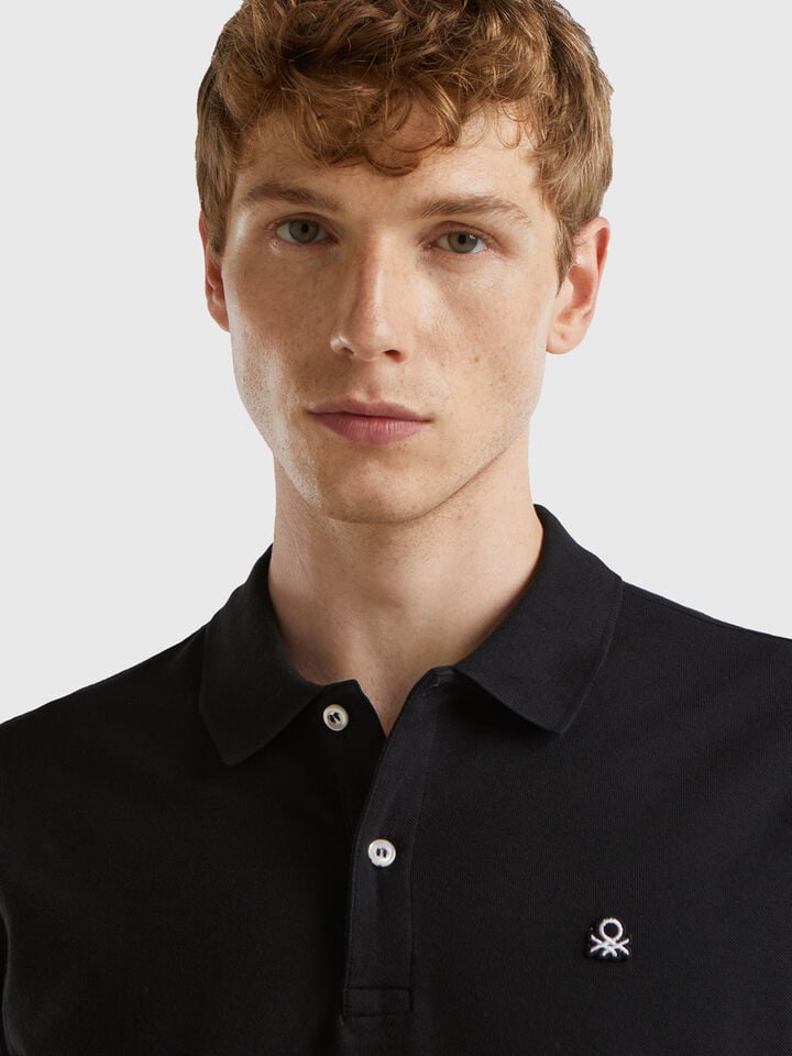 Benetton Black Slim Fit Polo Black